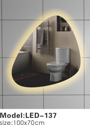 Small Touch Led Bathroom Mirror , Irregular Bathroom Demister Illuminated Mirrors