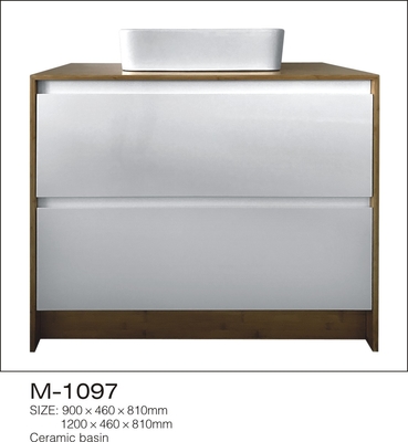 Tezgah Havzası Üstü Kase Lavabo ile Meşe Finish Dresser Stil Banyo Vanity