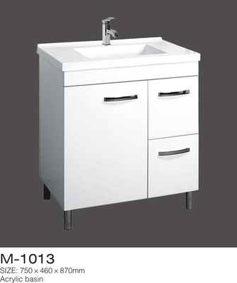 Rustik MDF Banyo Vanity, Su Geçirmez Banyo Mobilyası Çelik Ayak Akrilik Havzası