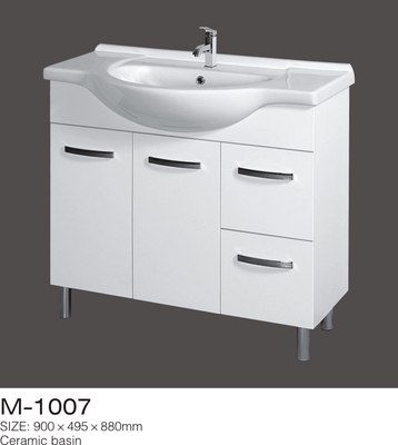 Kendi Beyaz Tek Kişilik Banyo Vanity Porselen Vanity En Üst Kat Ayakta Tasarla