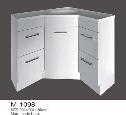 El yapımı MDF Banyo Vanity Bir Kapı Dört Çekmeceli Havzası Orta Köşe Ayakta