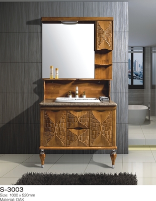 Kahverengi Katı Ahşap Banyo Vanity, Lavabo Zemin Üstü ile Aynalı Banyo Vanity
