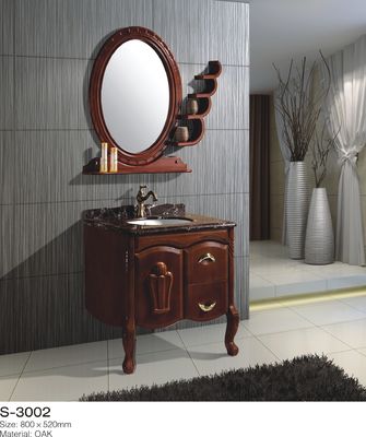24 Inç 48 Inç Katı Ahşap Banyo Vanity Bir Kapı Iki Çekmece Daire Ayna Seramik Havzası