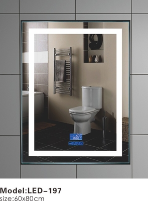Modern Isıtmalı Dokunmatik Ledli Banyo Aynası, Dikey Dikey Sıcaklık Gösterildi