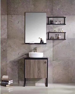 Küçük Kontrplak Banyo Vanity Dahili Lavabo Paslanmaz Çelik Bacaklar Tek Havzası