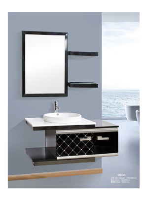 Yüzen Paslanmaz Çelik Banyo Vanity, Siyah Metal Banyo Vanity